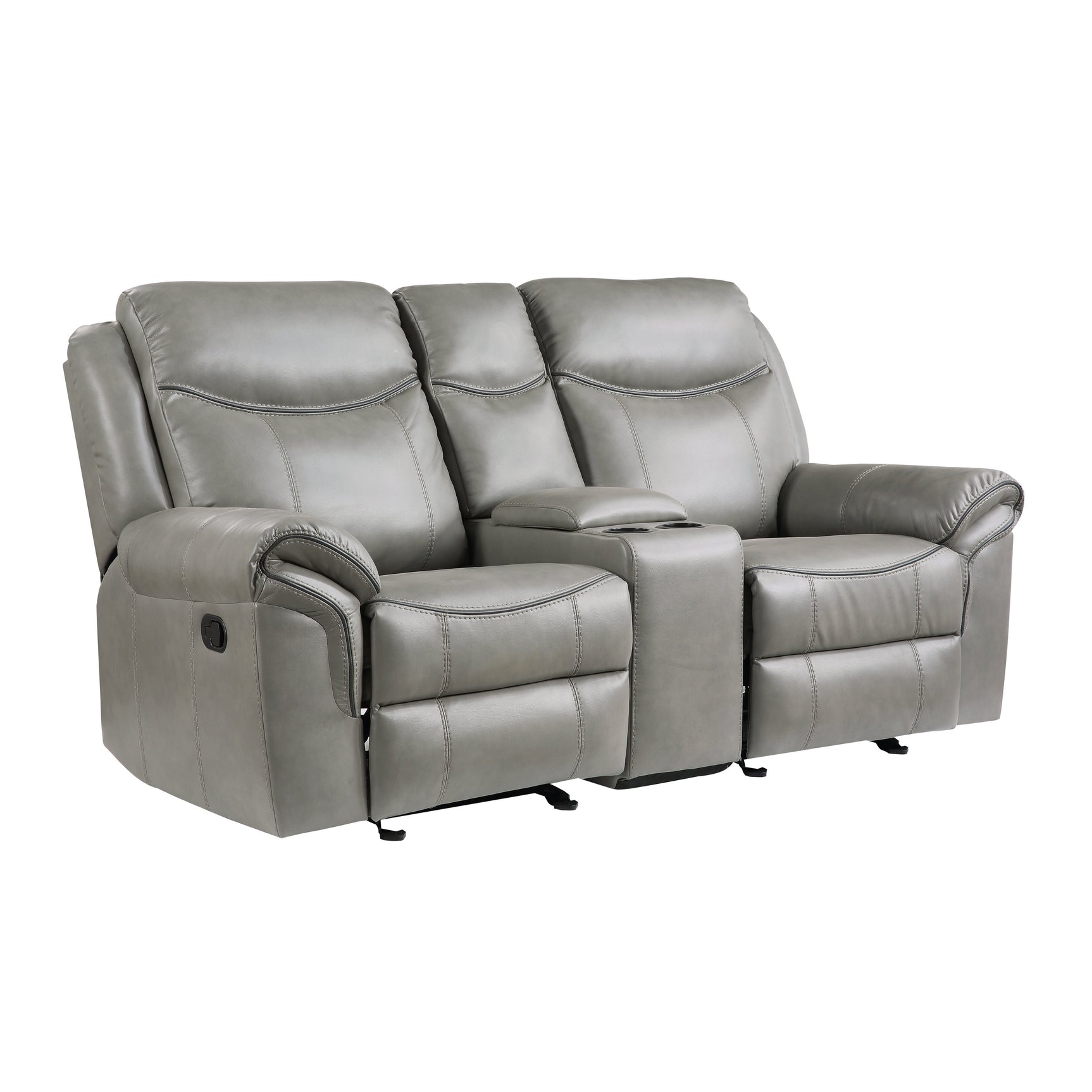 Aram Gray Double Glider Reclining Loveseat - Ornate Home