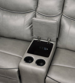 Aram Gray Double Glider Reclining Loveseat - Ornate Home