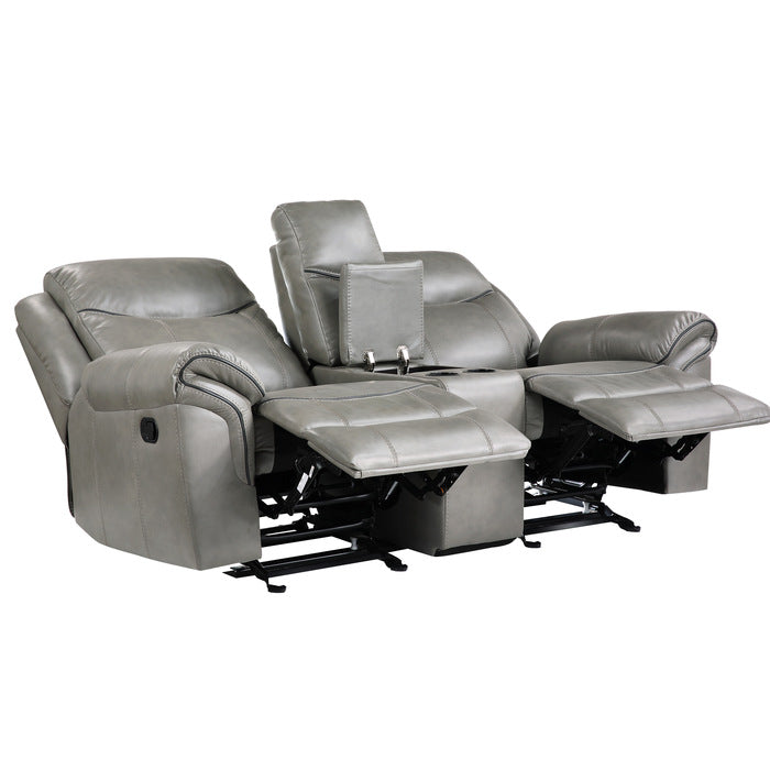 Aram Gray Double Glider Reclining Loveseat - Ornate Home