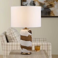 Ararat Brown/White Swirl Table Lamp - Ornate Home