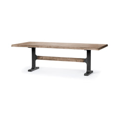 Araxi Brown/Black Rectangular Trestle Dining Table with Brown Wood Top