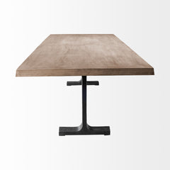 Araxi Brown/Black Rectangular Trestle Dining Table with Brown Wood Top