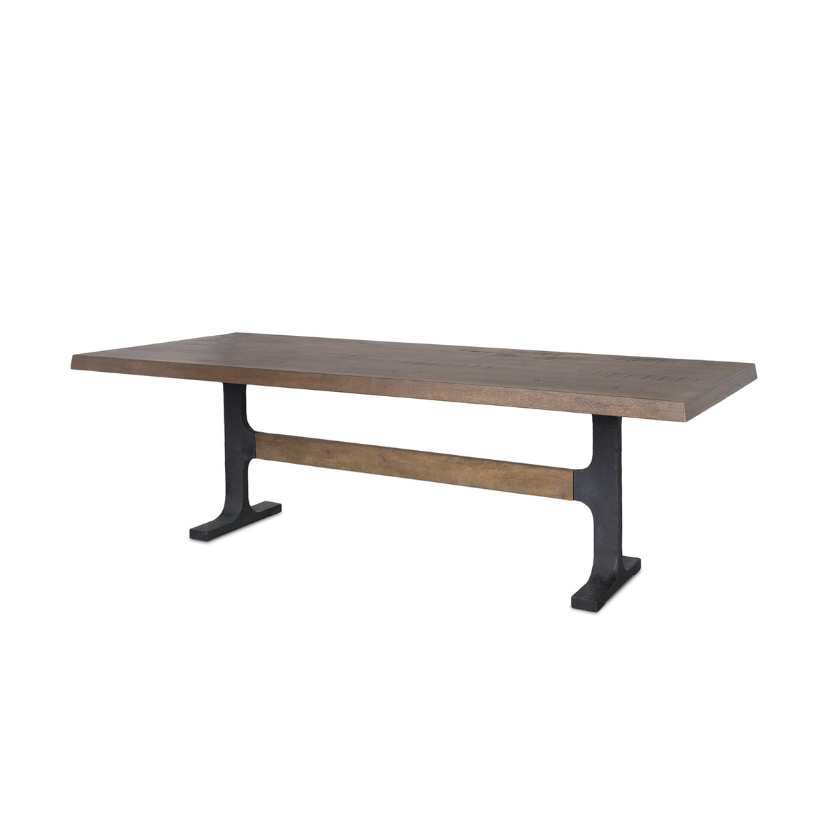 Araxi Brown/Black Rectangular Trestle Dining Table with Dark Brown Wood Top