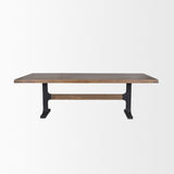 Araxi Brown/Black Rectangular Trestle Dining Table with Dark Brown Wood Top
