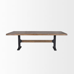 Araxi Brown/Black Rectangular Trestle Dining Table with Dark Brown Wood Top - Ornate Home
