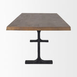 Araxi Brown/Black Rectangular Trestle Dining Table with Dark Brown Wood Top