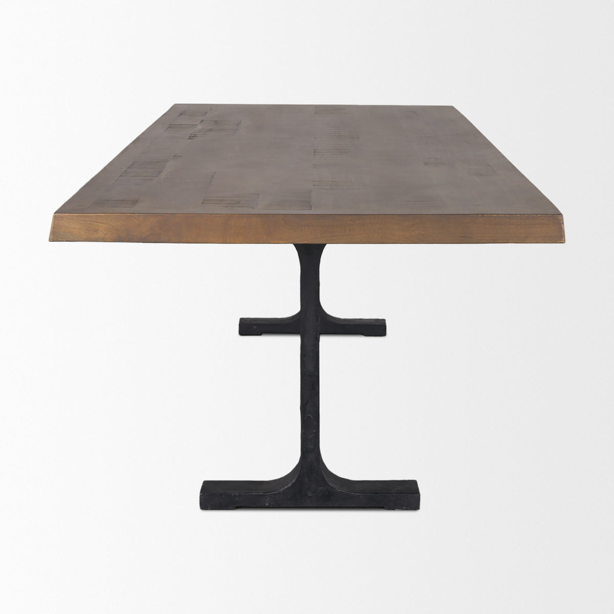 Araxi Brown/Black Rectangular Trestle Dining Table with Dark Brown Wood Top