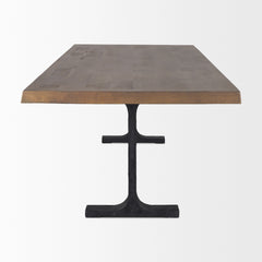 Araxi Brown/Black Rectangular Trestle Dining Table with Dark Brown Wood Top - Ornate Home