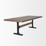 Araxi Brown/Black Rectangular Trestle Dining Table with Dark Brown Wood Top