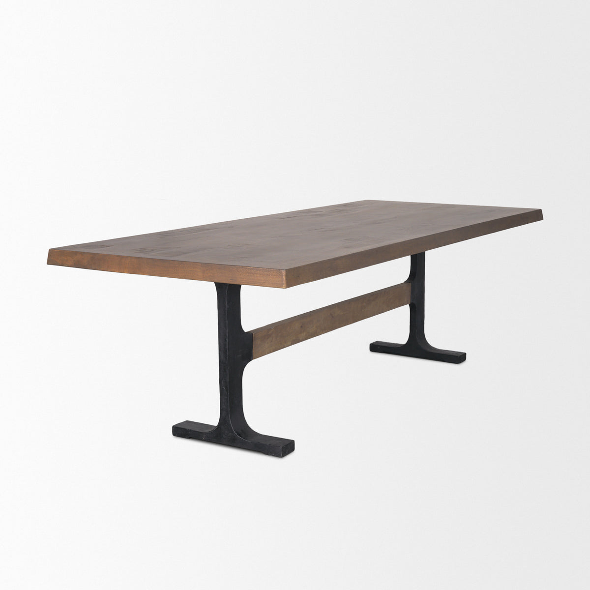 Araxi Brown/Black Rectangular Trestle Dining Table with Dark Brown Wood Top