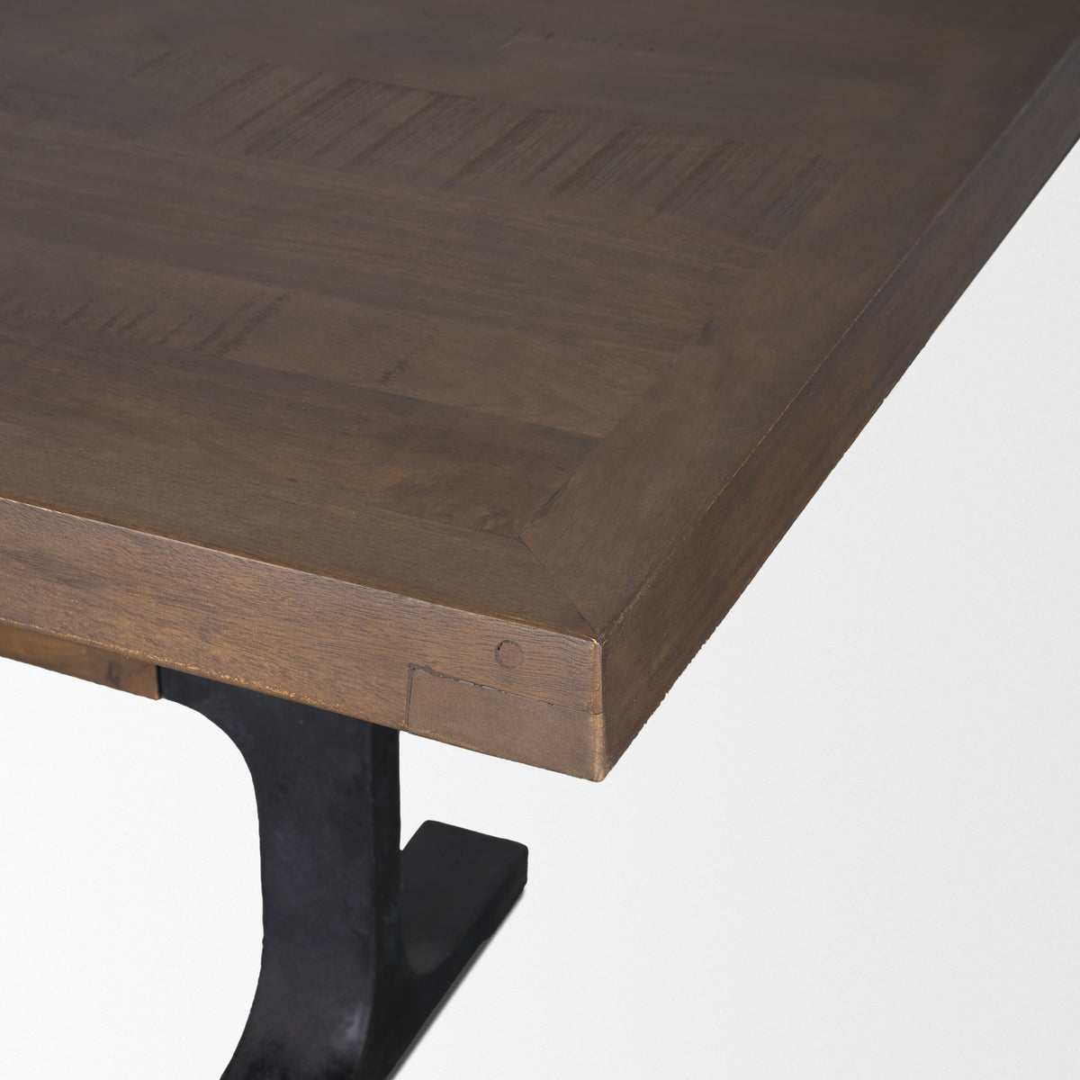 Araxi Brown/Black Rectangular Trestle Dining Table with Dark Brown Wood Top