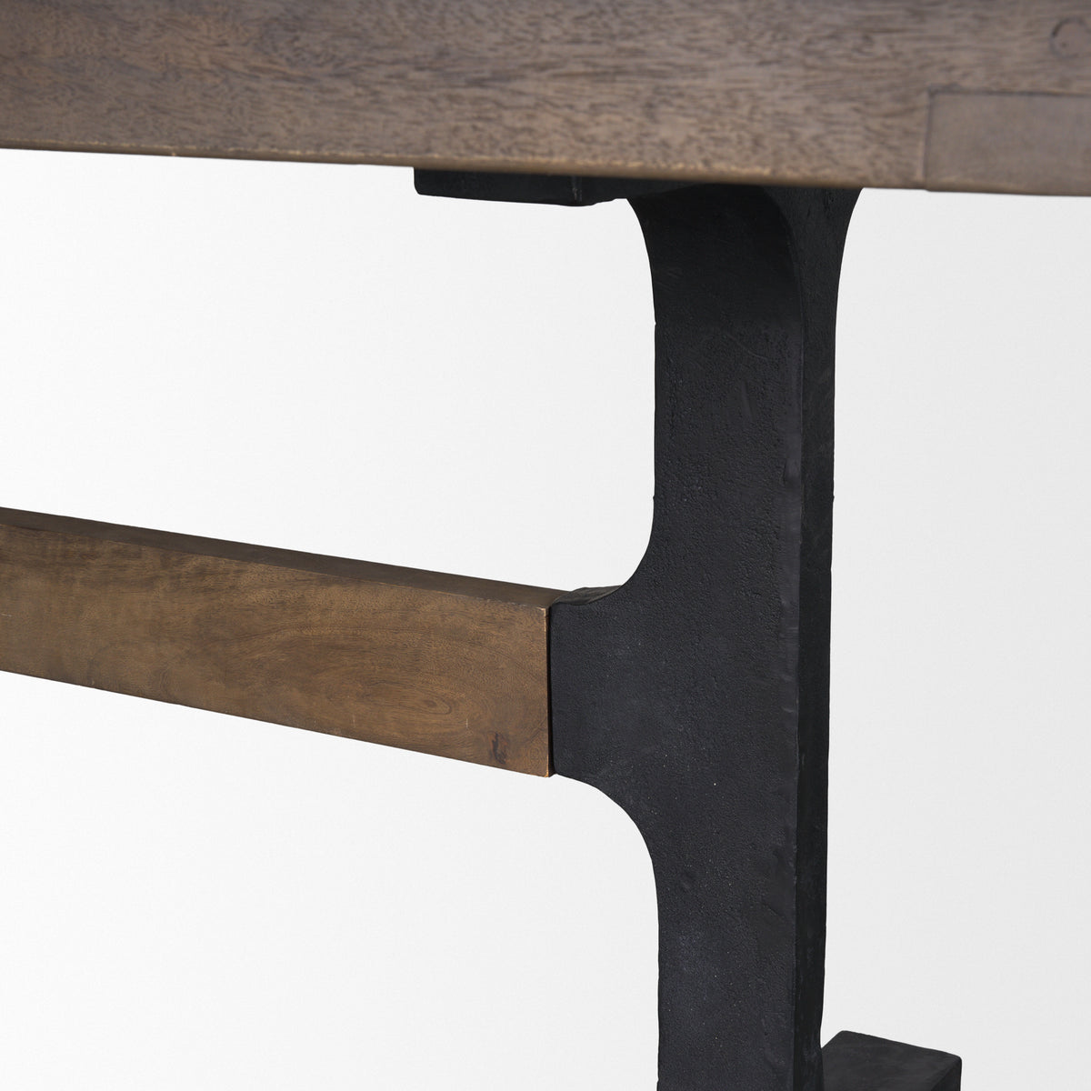Araxi Brown/Black Rectangular Trestle Dining Table with Dark Brown Wood Top