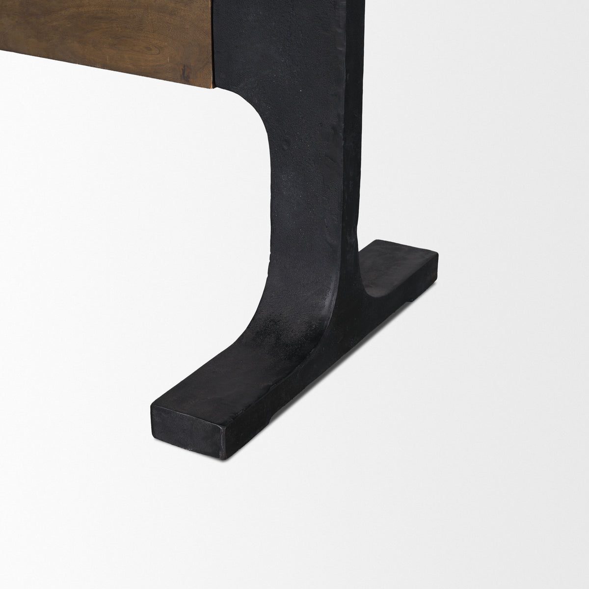Araxi Brown/Black Rectangular Trestle Dining Table with Dark Brown Wood Top