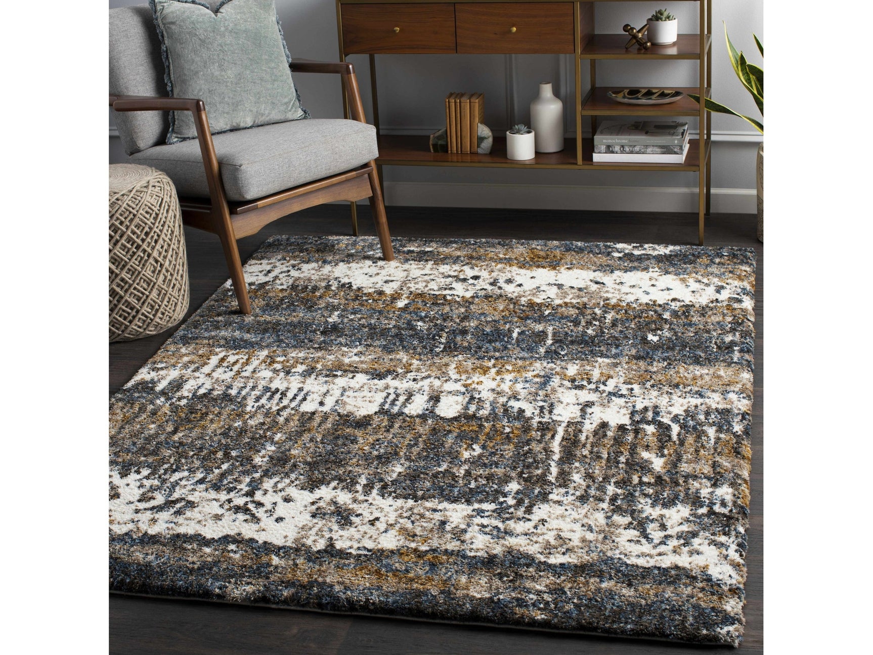 Arboles Abstract Lined Plush Area Rug - Ornate Home