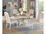 Arcadia Antique White/Ivory 5 Pc. Round Dining Room Set - Ornate Home