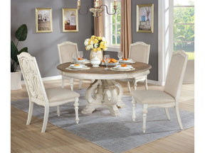 Arcadia Antique White/Ivory 5 Pc. Round Dining Room Set - Ornate Home
