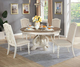 Arcadia Antique White/Ivory 7 Pc. Round Dining Room Set - Ornate Home