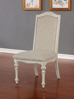 Arcadia Antique White/Ivory 7 Pc. Round Dining Room Set - Ornate Home