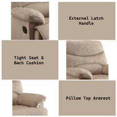 Arcadia Beige Woven Fabric Motion Recliner - Ornate Home