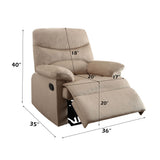 Arcadia Beige Woven Fabric Recliner (Motion) - Ornate Home