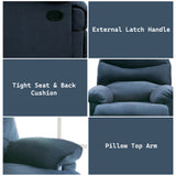 Arcadia Blue Woven Fabric Recliner (Motion) - Ornate Home