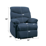 Arcadia Blue Woven Fabric Recliner (Motion) - Ornate Home