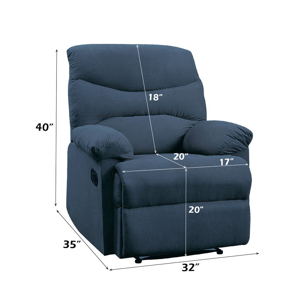 Arcadia Blue Woven Fabric Recliner (Motion) - Ornate Home