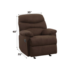 Arcadia Chocolate Microfiber Motion Recliner - Ornate Home