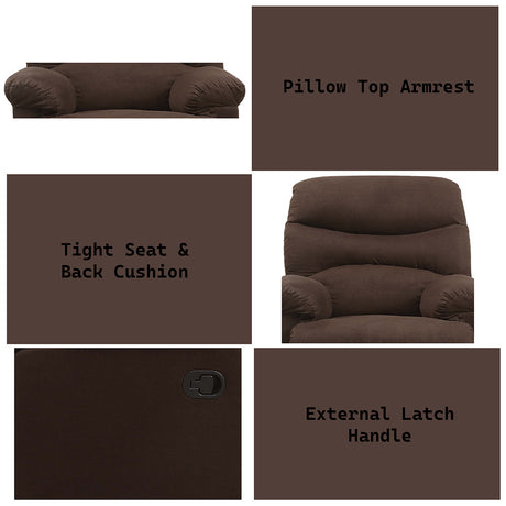 Arcadia Chocolate Microfiber Recliner (Motion) - Ornate Home