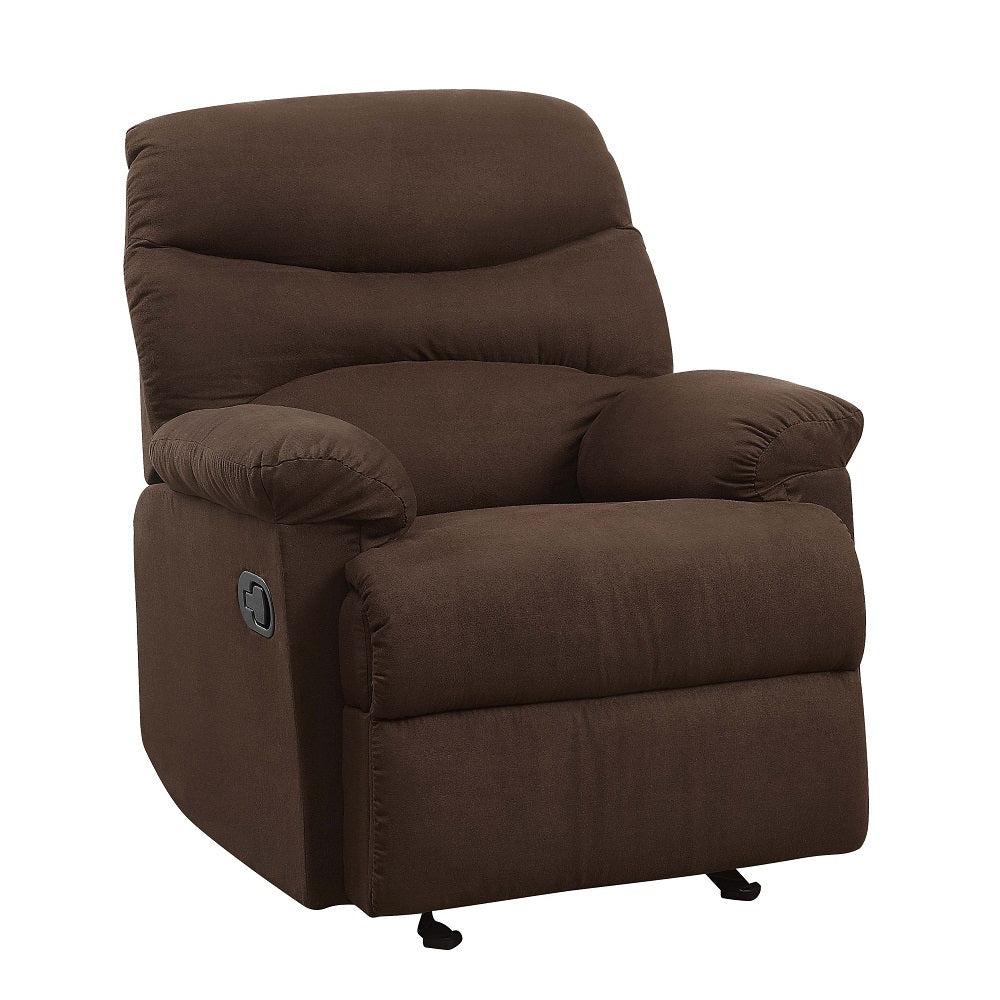 Arcadia Chocolate Microfiber Recliner (Motion) - Ornate Home