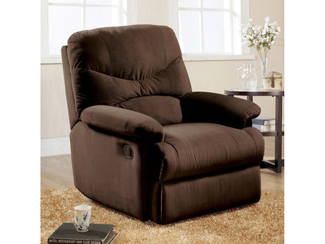 Arcadia Chocolate Microfiber Recliner (Motion) - Ornate Home