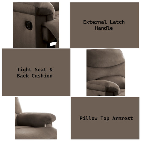 Arcadia Light Brown Woven Fabric Recliner (Motion) - Ornate Home