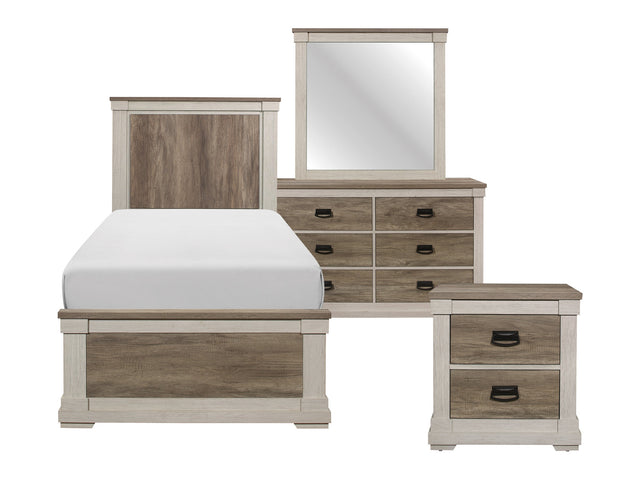 Arcadia White / Weathered Gray 4-piece Twin Bedroom Set - Ornate Home
