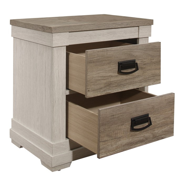 Arcadia White/Weathered Gray Nightstand - Ornate Home