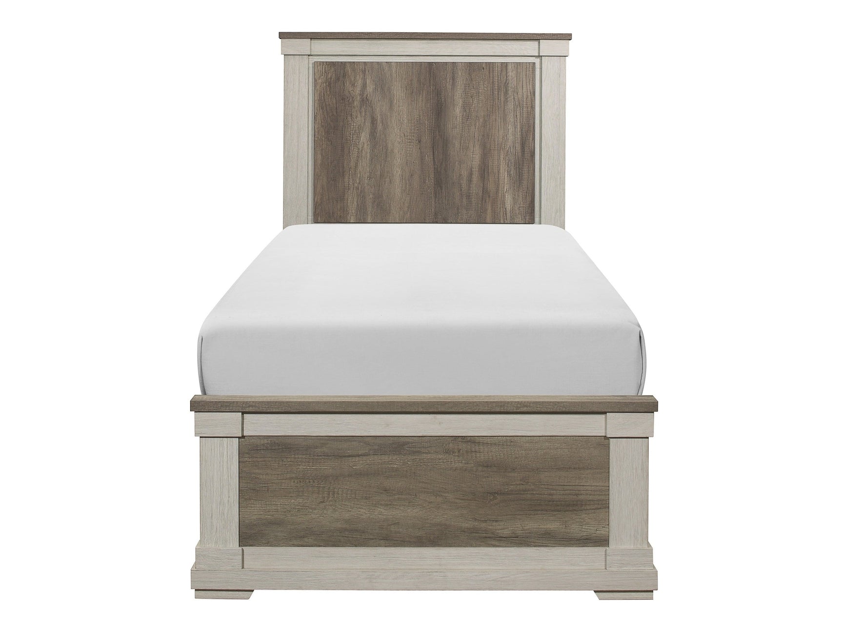 Arcadia White/Weathered Gray Twin Bed - Ornate Home