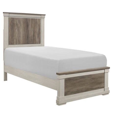 Arcadia White/Weathered Gray Twin Bed - Ornate Home