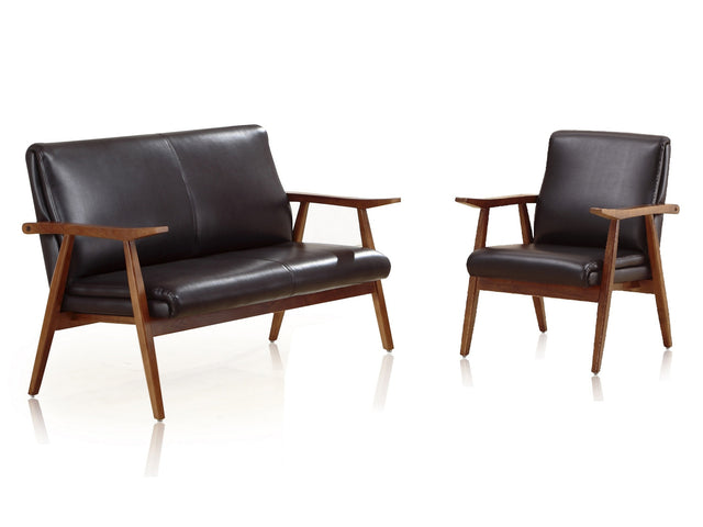 ArchDuke 2-Piece Loveseat and Armchair in Black and Amber - Ornate Home