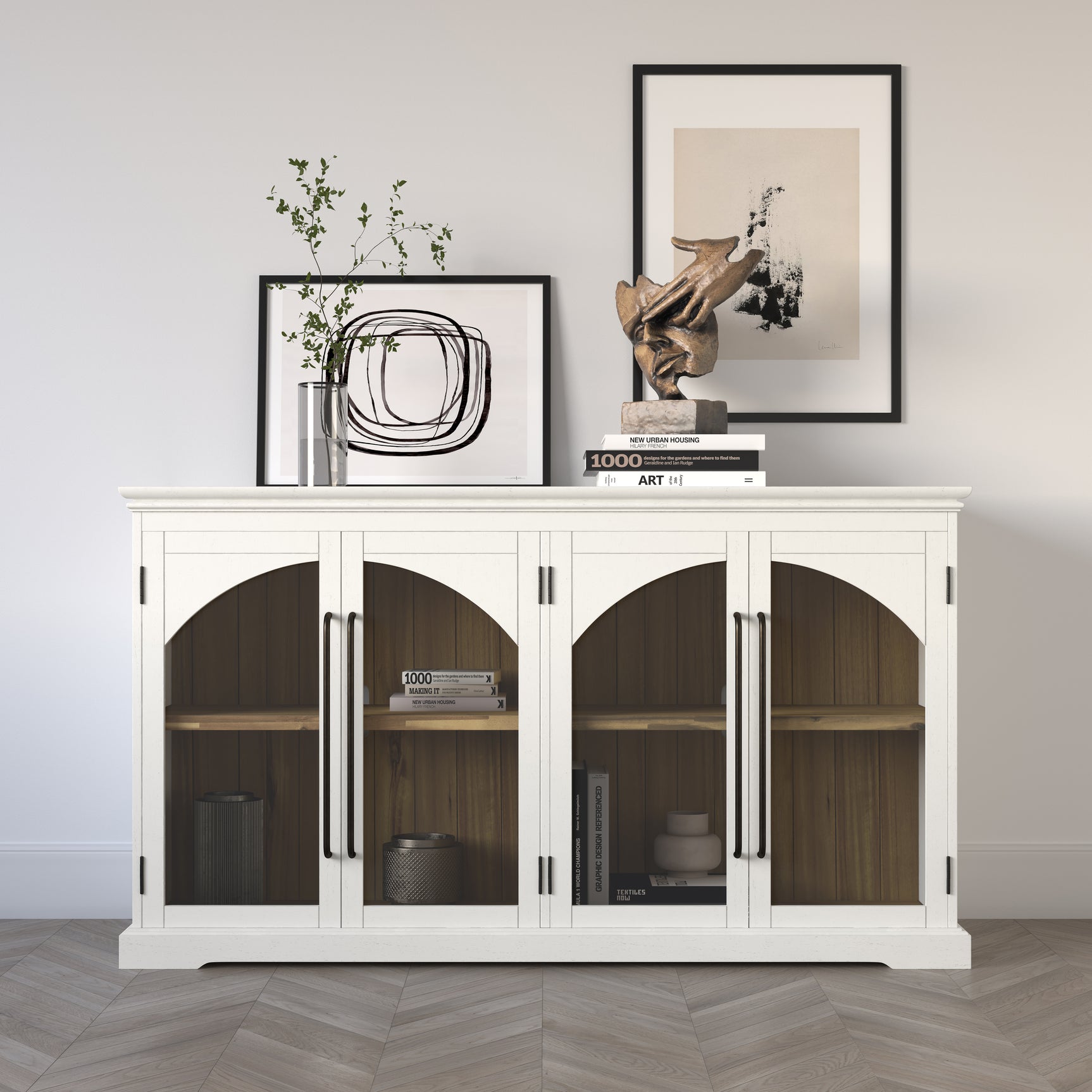 Archdale Antique White Four Door Accent Cabinet - Ornate Home