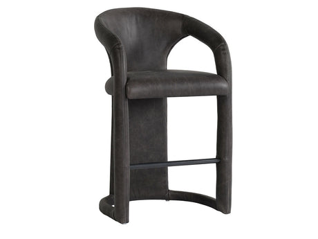 Archie Charcoal Leather Counter Stool - Ornate Home