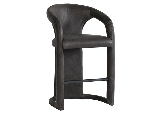 Archie Charcoal Leather Counter Stool - Ornate Home