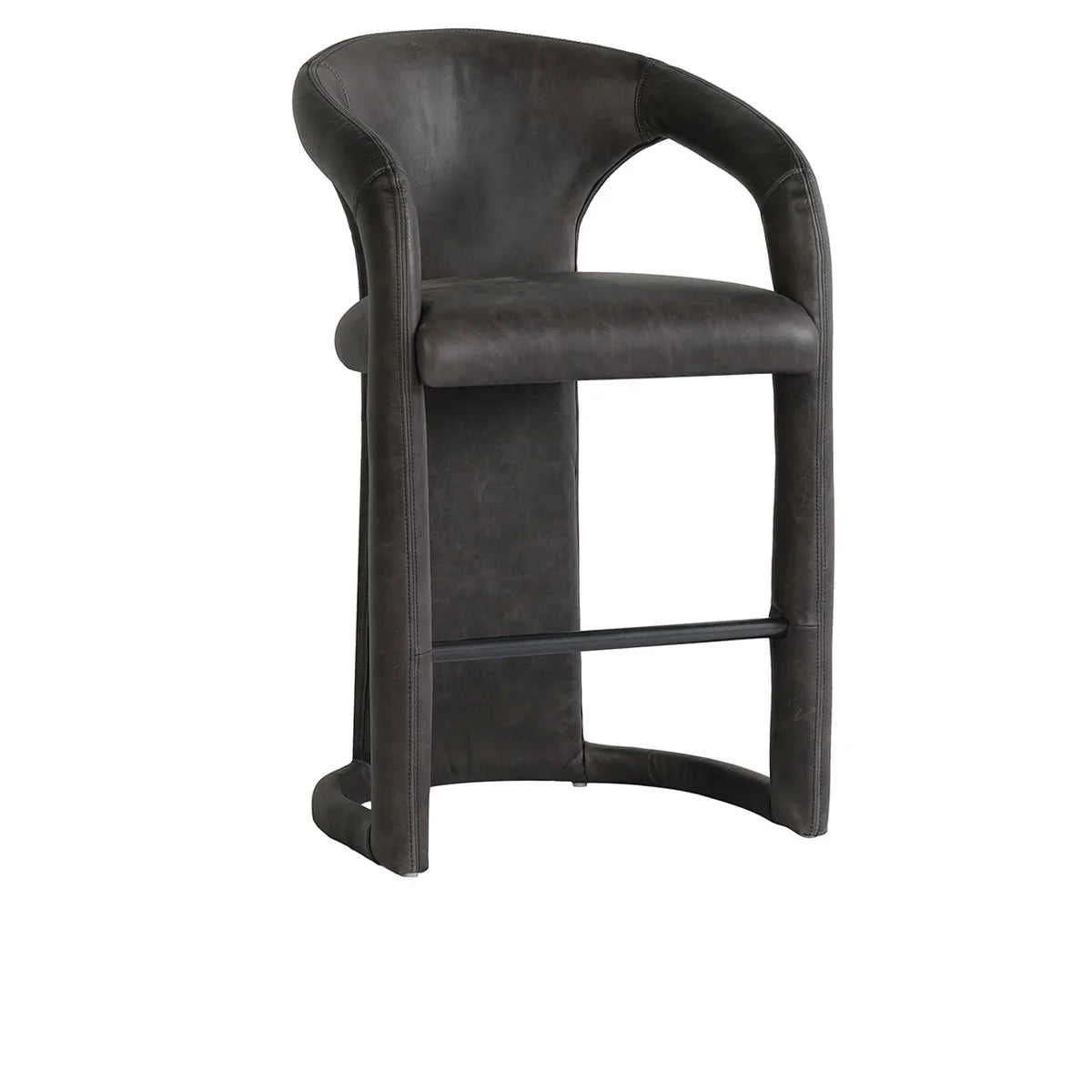 Archie Charcoal Leather Counter Stool - Ornate Home