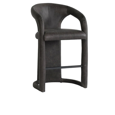Archie Charcoal Leather Counter Stool - Ornate Home