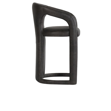 Archie Charcoal Leather Counter Stool - Ornate Home