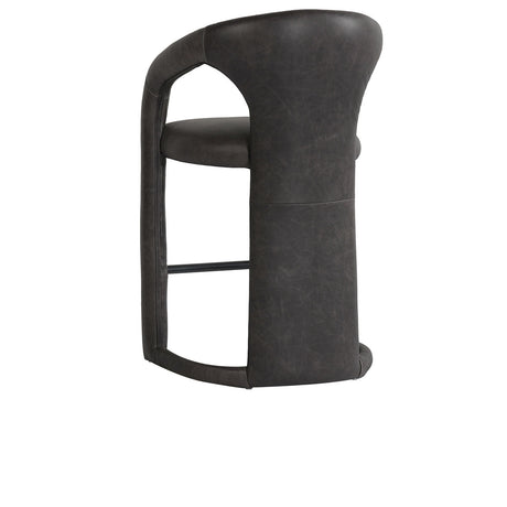 Archie Charcoal Leather Counter Stool - Ornate Home