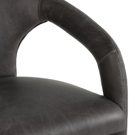 Archie Charcoal Leather Counter Stool - Ornate Home