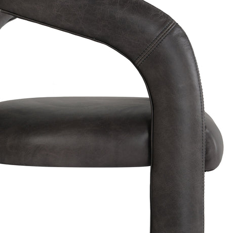 Archie Charcoal Leather Counter Stool - Ornate Home