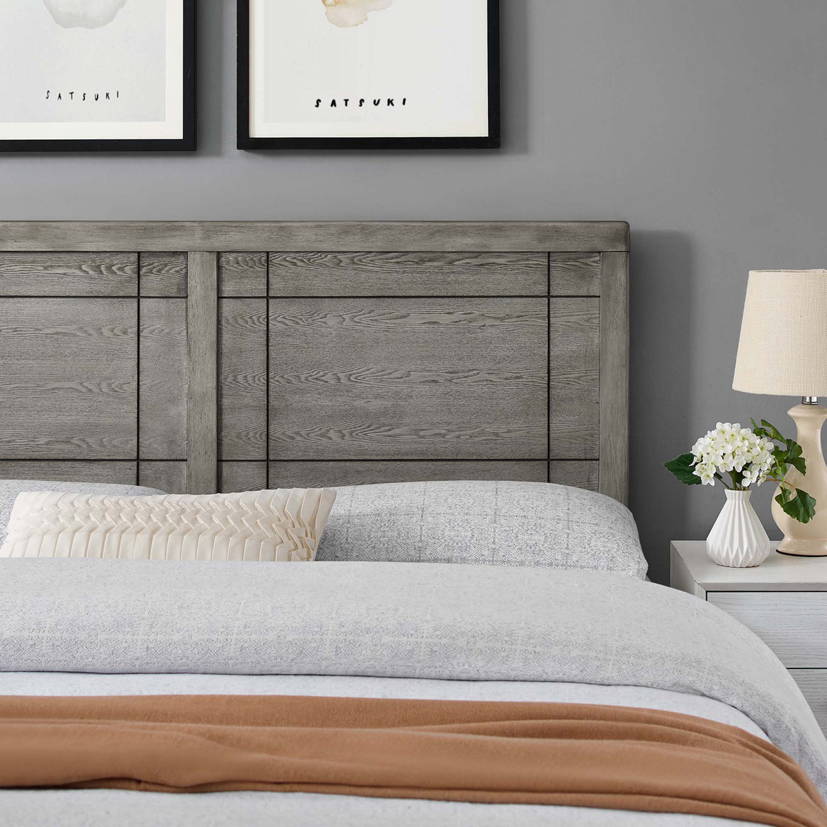 Archie Gray Wood Queen Headboard - Ornate Home