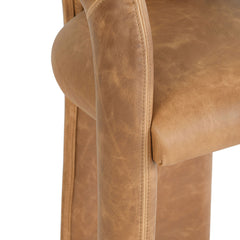 Archie Maple Brown Leather 26" Counter Stool - Ornate Home
