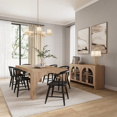 Archimedes Natural/Black Dining Table w/ 6 Fitz - Ornate Home