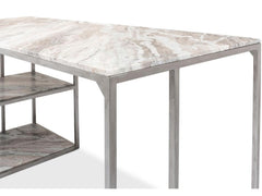 Architect’s Studio Silver Open Desk With Shelves Marble Top - Ornate Home